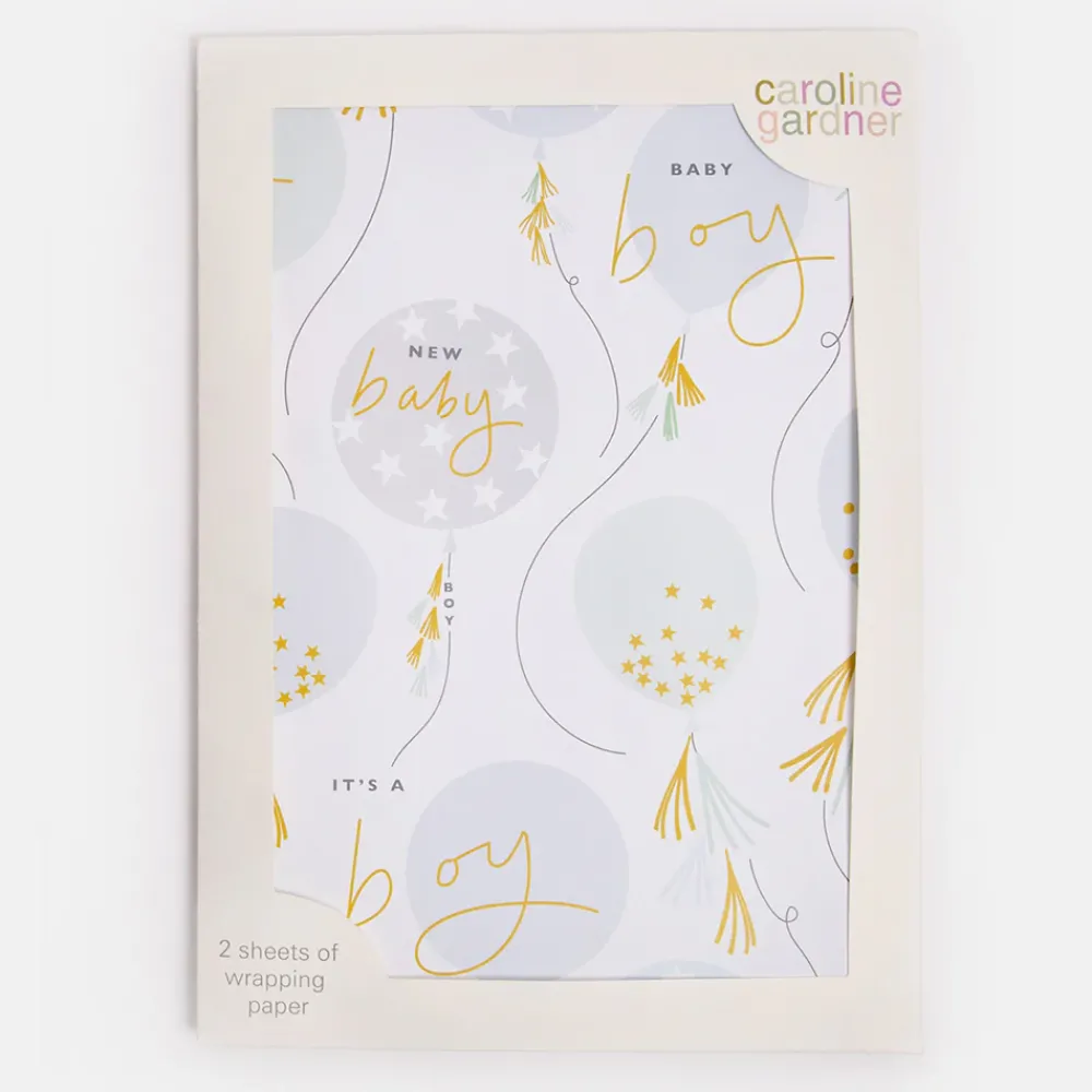 Baby Boy Balloons Wrapping Paper Set of 2 Sheets>Caroline Gardner New