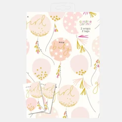 Baby Girl Balloons Wrapping Paper and Tags Set of 2>Caroline Gardner Best Sale
