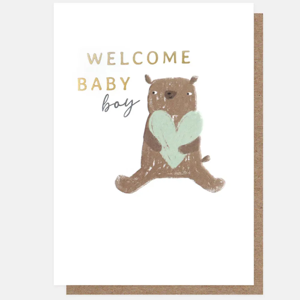 Bear & Heart Welcome New Baby Boy Card>Caroline Gardner Best