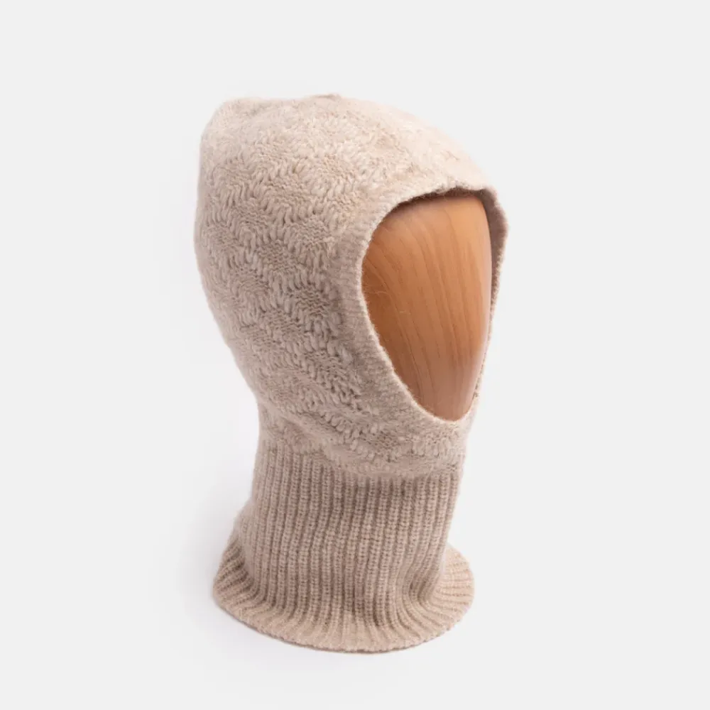 Beige Cable Knit Balaclava Hood>Caroline Gardner Sale