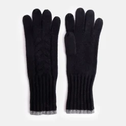 Black Cashmere Cable Knit Gloves>Caroline Gardner Best