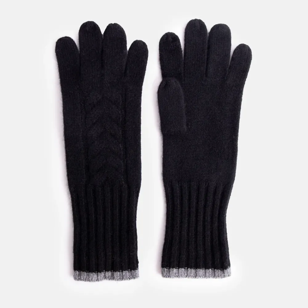 Black Cashmere Cable Knit Gloves>Caroline Gardner Best