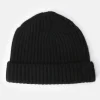 Black Cashmere Rib Beanie Hat>Caroline Gardner Shop