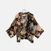 Black Dahlia Crepe Short Kimono>Caroline Gardner Online