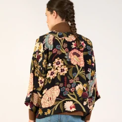 Black Dahlia Crepe Short Kimono>Caroline Gardner Online