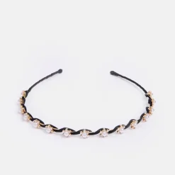 Black Daisy Pearl Crystal Headband>Caroline Gardner Fashion