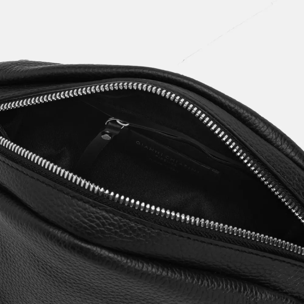 Black Leather Becka Crossbody Bag>Caroline Gardner New