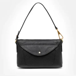 Black Leather Brooke Flap Bag>Caroline Gardner Fashion
