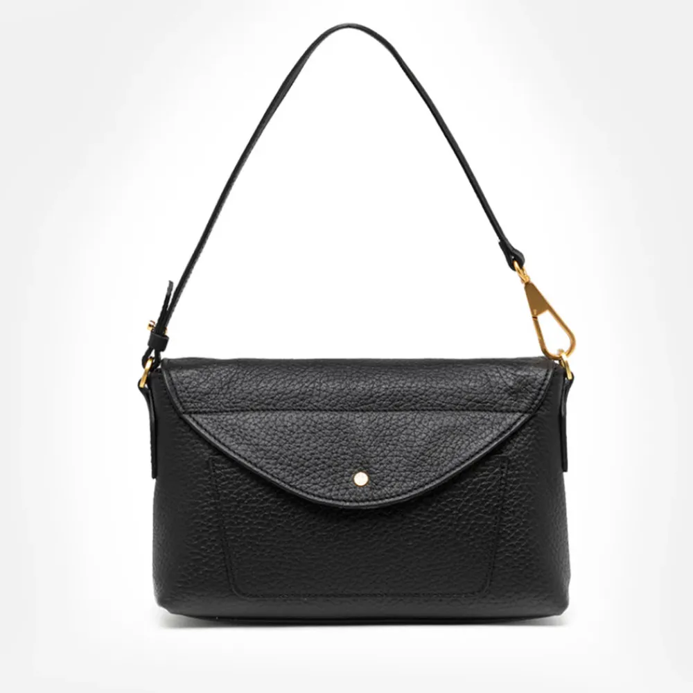 Black Leather Brooke Flap Bag>Caroline Gardner Fashion