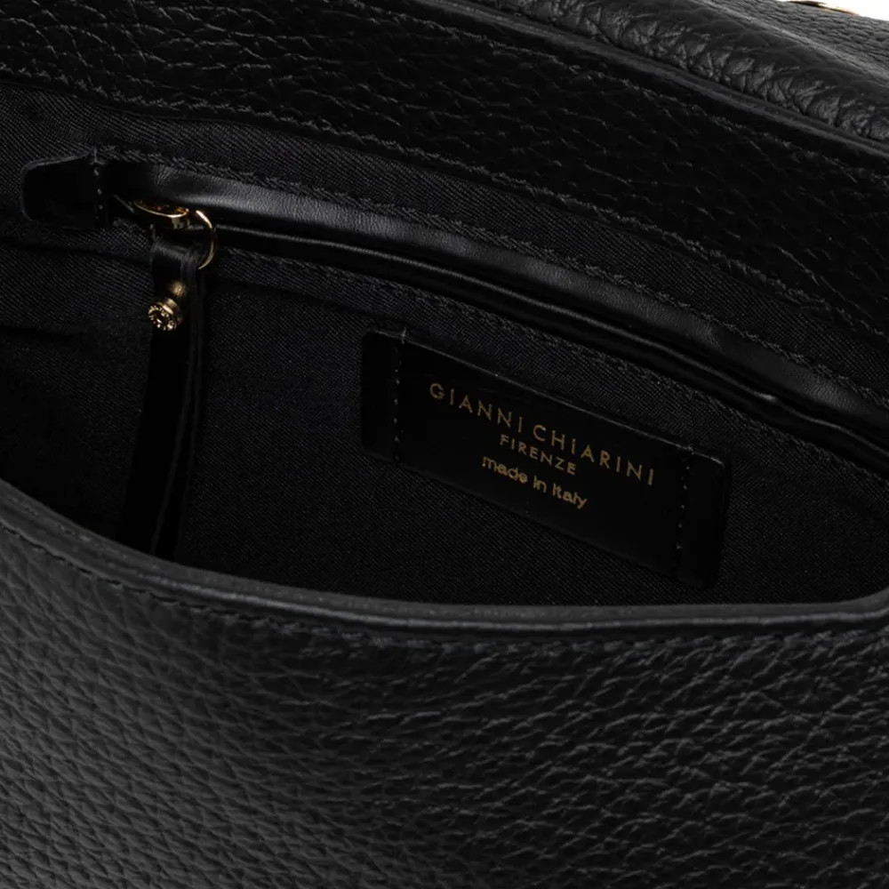 Black Leather Brooke Flap Bag>Caroline Gardner Fashion