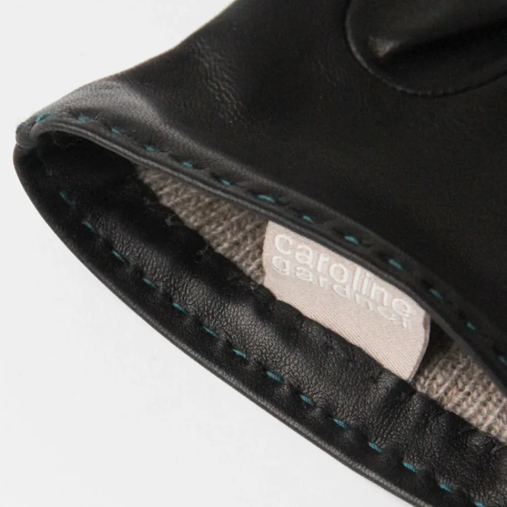 Black Leather Cashmere-Lined Gloves>Caroline Gardner Cheap