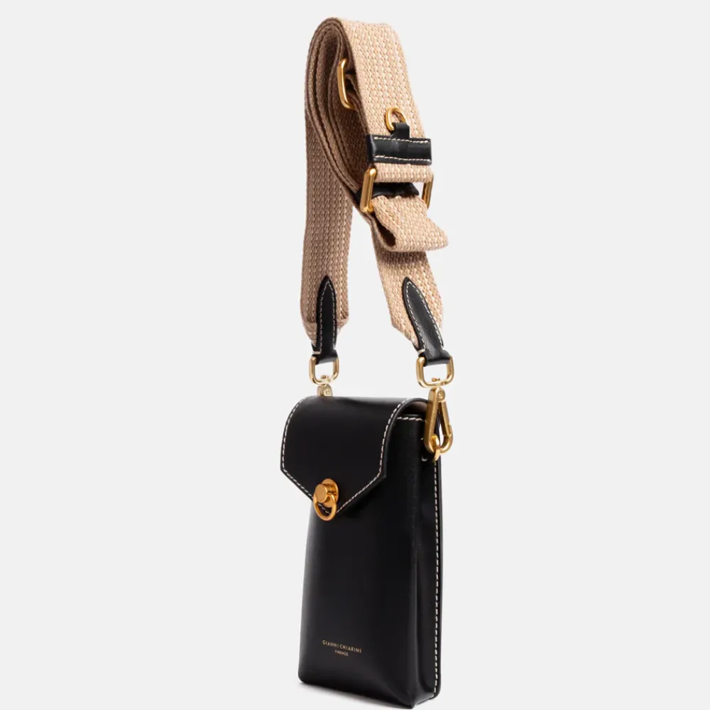 Black Leather Corallo Phone Bag>Caroline Gardner Clearance