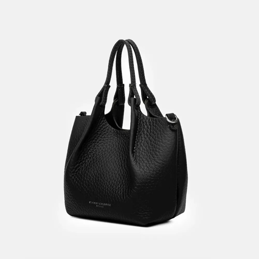Black Leather Dua Large Tote Bag>Caroline Gardner Online