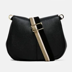Black Leather Helena Saddle Bag>Caroline Gardner Clearance