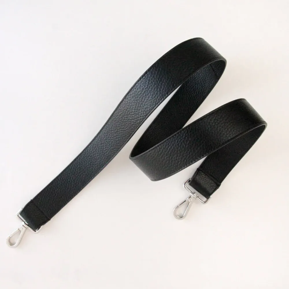 Black Leather Long Wide Handbag Strap>Caroline Gardner Shop
