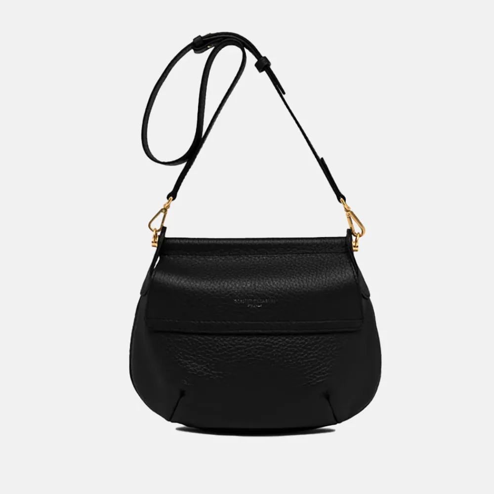 Black Leather Pilar Shoulder Bag>Caroline Gardner Store