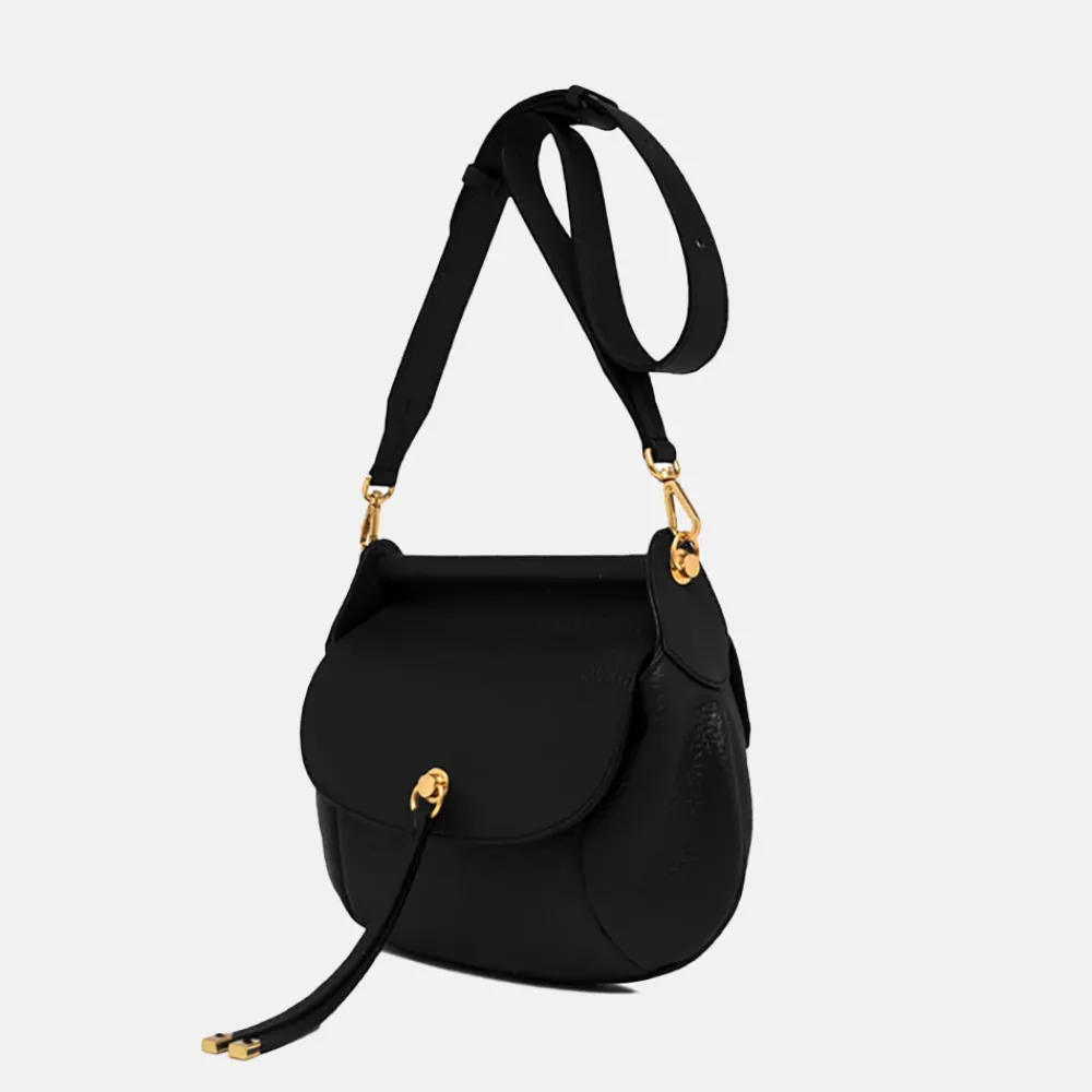 Black Leather Pilar Shoulder Bag>Caroline Gardner Store