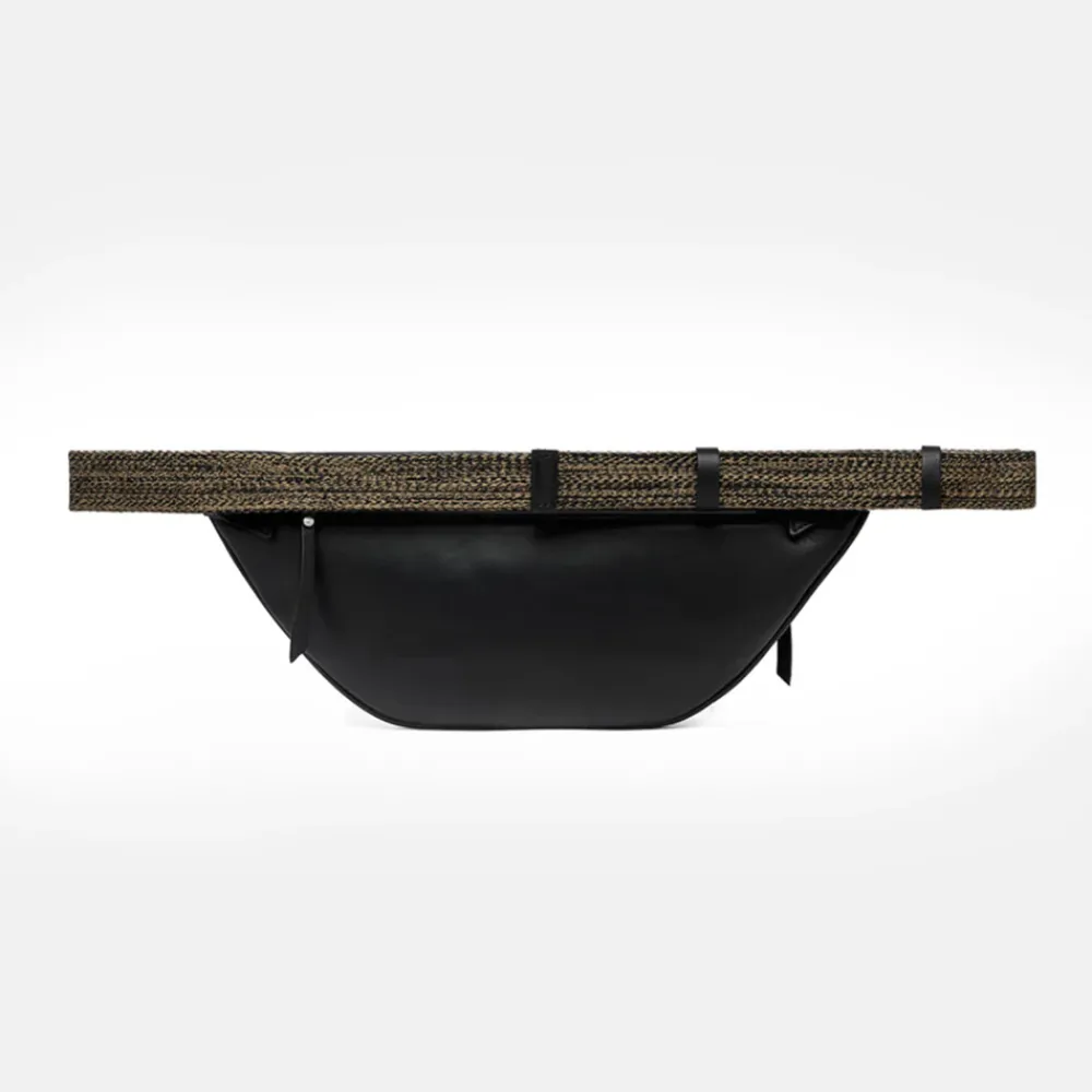 Black Leather Sibilla Crossbody Belt Bag>Caroline Gardner New
