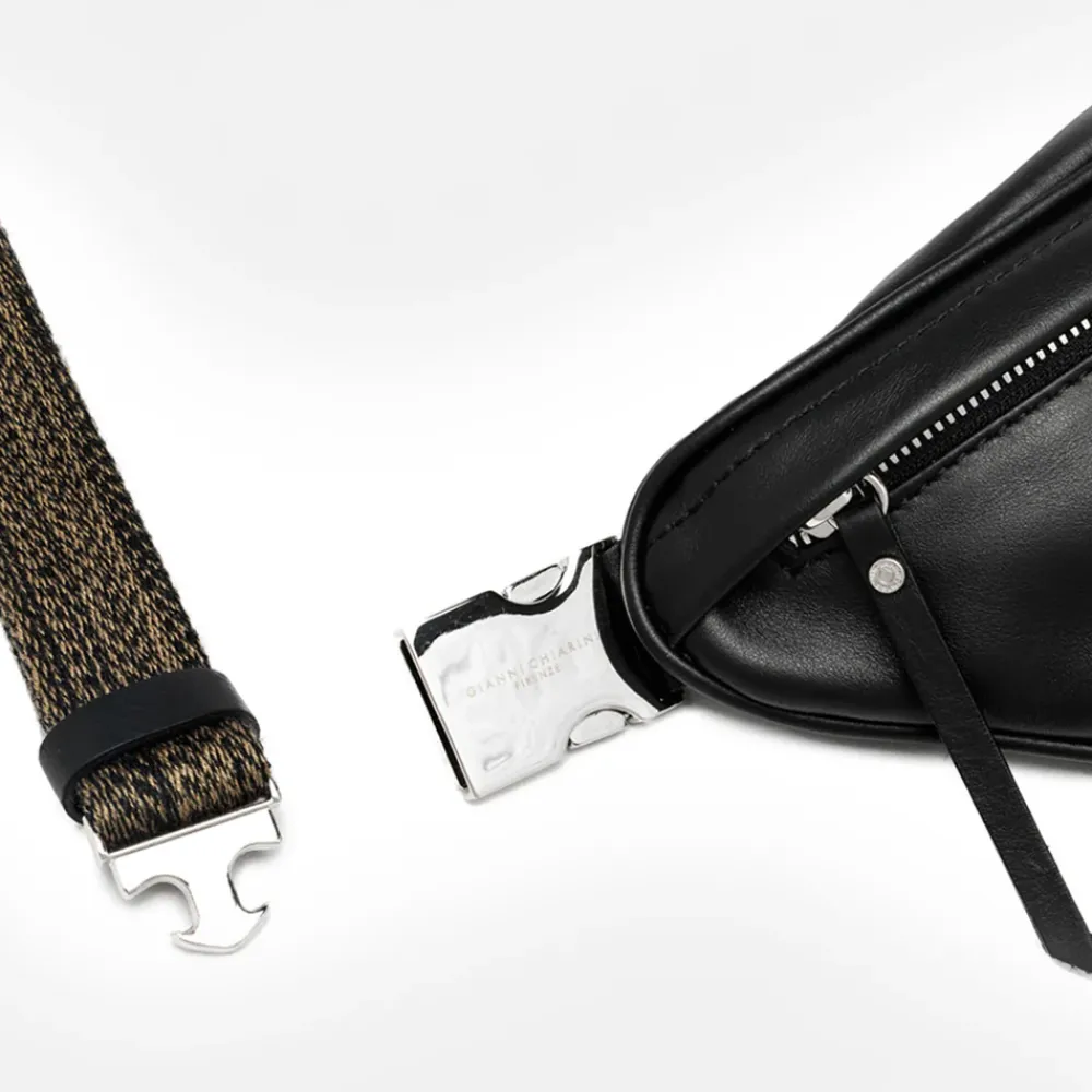 Black Leather Sibilla Crossbody Belt Bag>Caroline Gardner New