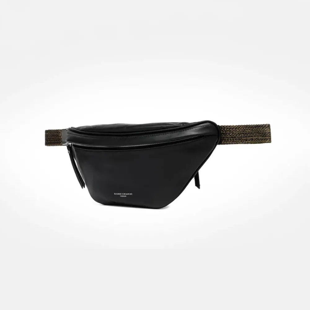 Black Leather Sibilla Crossbody Belt Bag>Caroline Gardner New