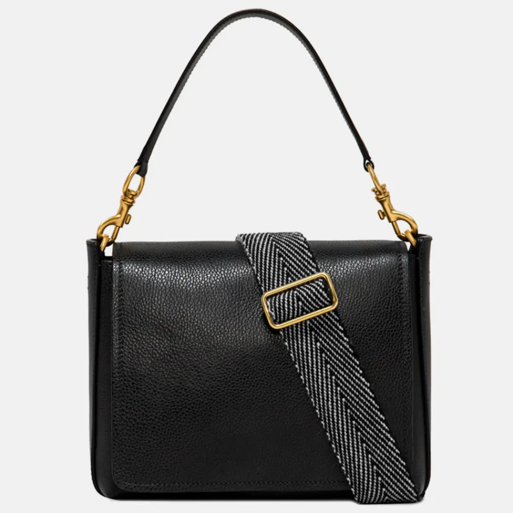Black Leather Tea Flap Bag>Caroline Gardner Flash Sale