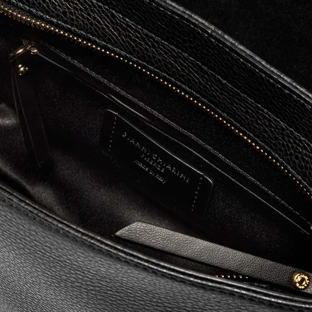 Black Leather Tea Flap Bag>Caroline Gardner Flash Sale