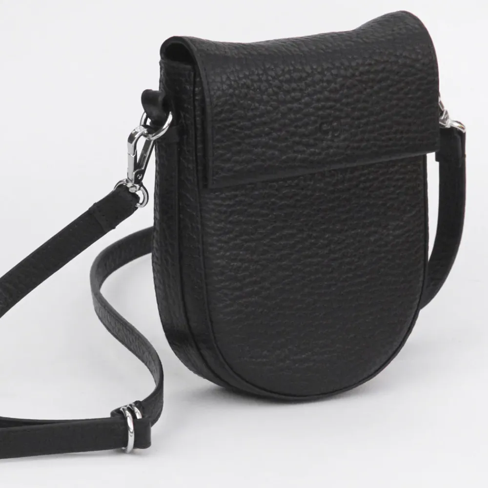 Black Pebble Leather Mini Oxford Saddle Bag>Caroline Gardner Hot