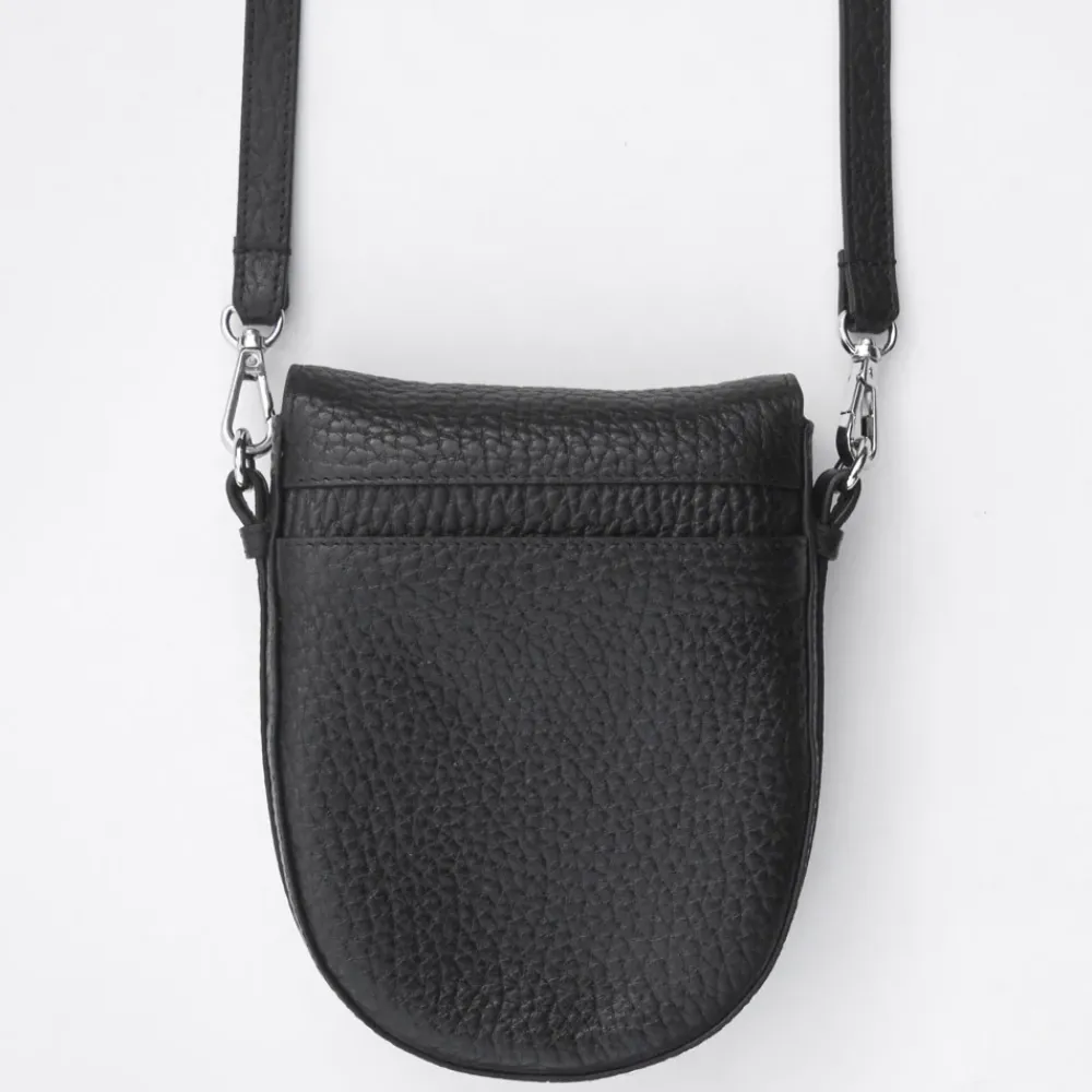 Black Pebble Leather Mini Oxford Saddle Bag>Caroline Gardner Hot