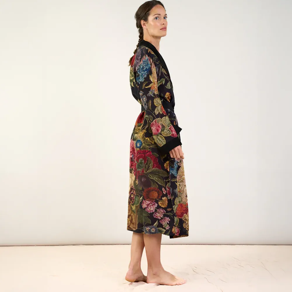 Black Primula Crepe Dressing Gown>Caroline Gardner Outlet