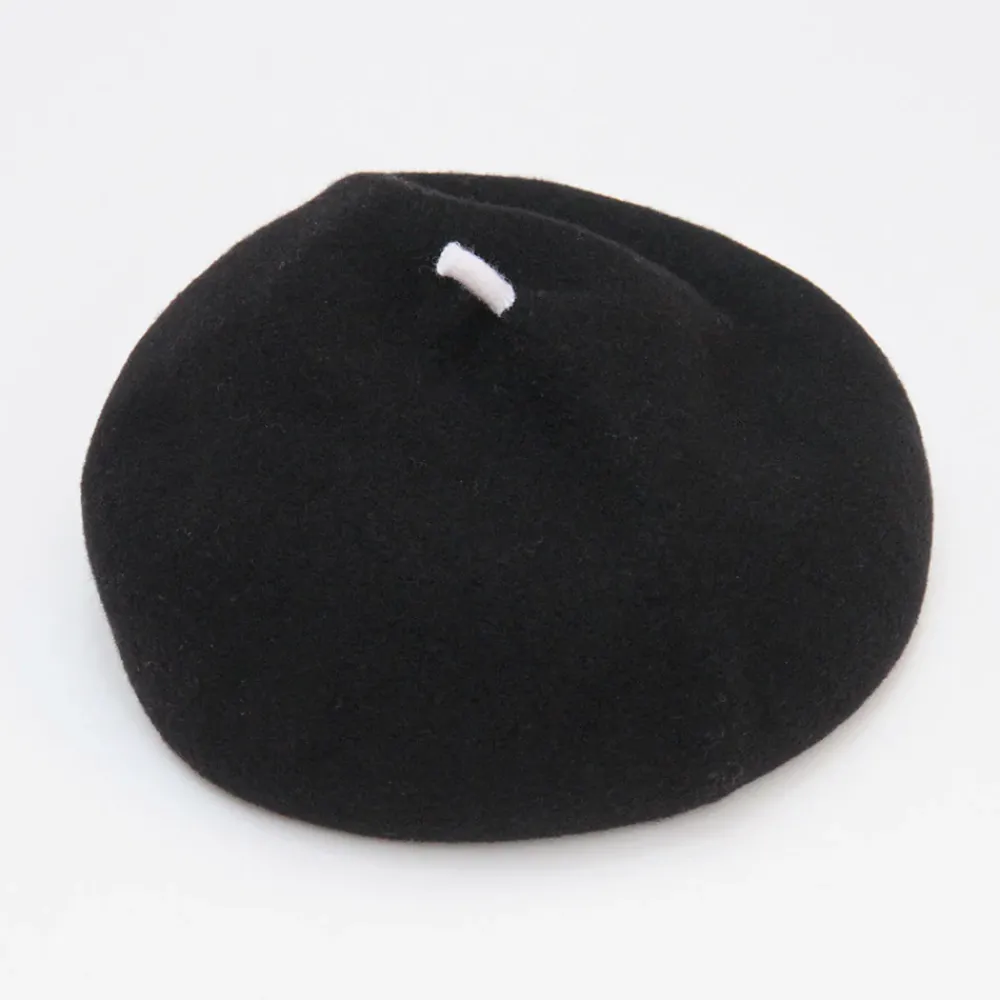 Black Pure Merino Roll Up Beret>Caroline Gardner Store