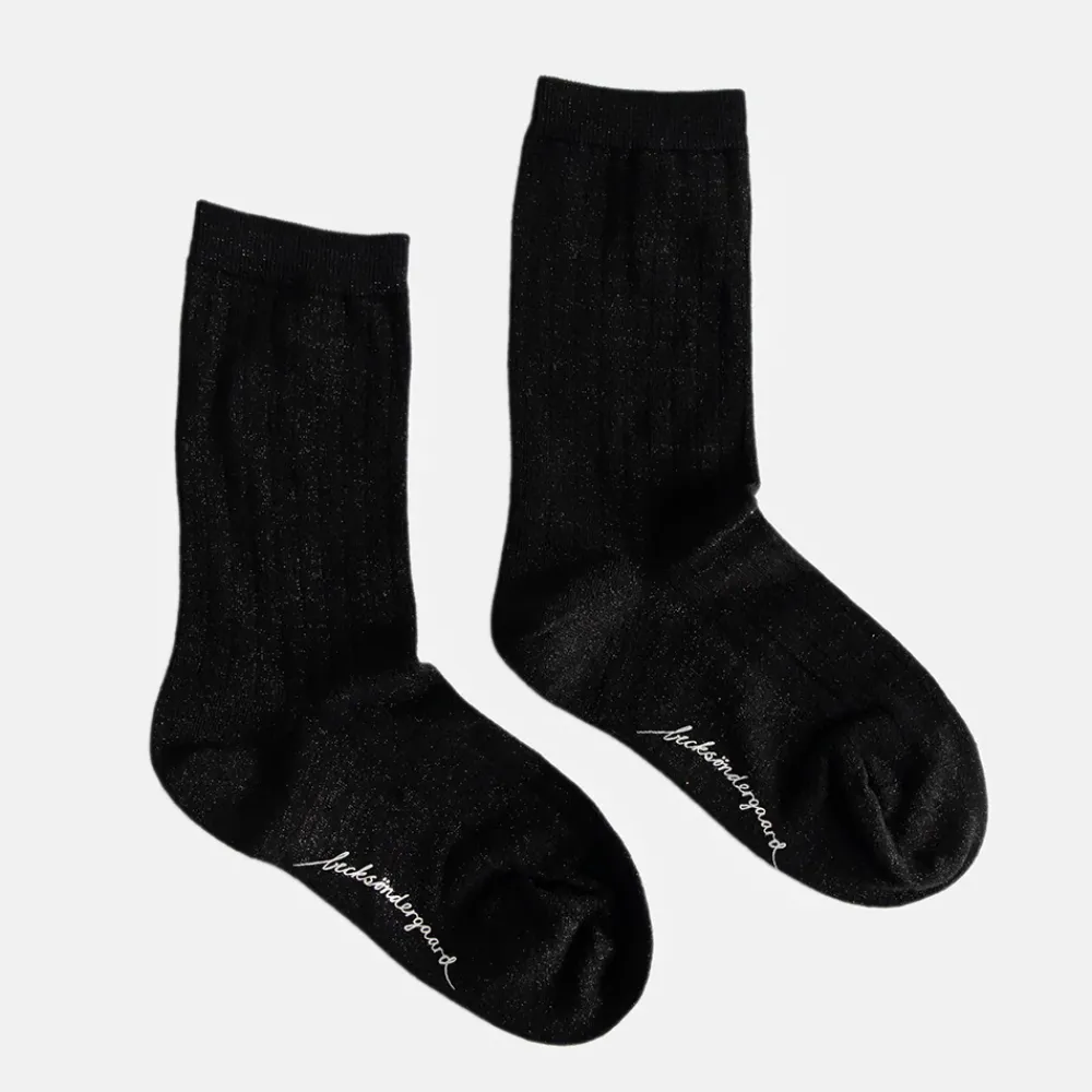 Black Rib Sparkle Socks>Caroline Gardner Clearance