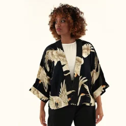 Black Stork Luxe Crepe Short Kimono>Caroline Gardner Best Sale