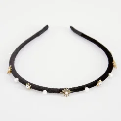 Black Velvet Jewel/Pearl Thin Headband>Caroline Gardner Shop