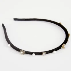 Black Velvet Jewel/Pearl Thin Headband>Caroline Gardner Shop