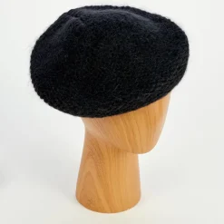 Black Wool Mix Knitted Beret>Caroline Gardner Sale