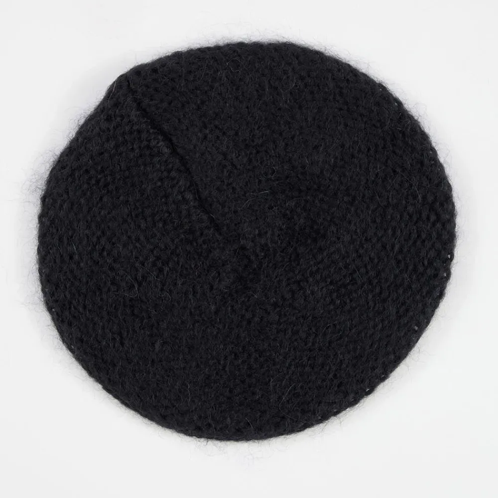 Black Wool Mix Knitted Beret>Caroline Gardner Sale