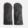 Black/Camel Fleece Lined Leather Zip Mittens>Caroline Gardner New