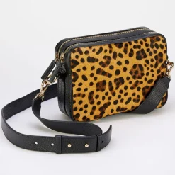 Black/Leopard Double Zip Camera Bag>Caroline Gardner New