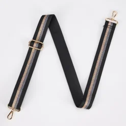 Black/Metallic Stripe Webbing Handbag Strap>Caroline Gardner Best