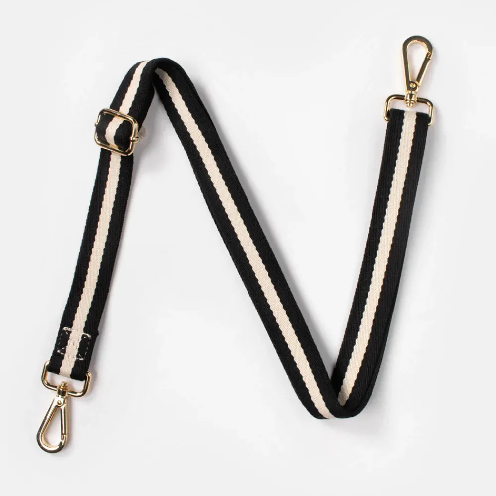 Black/White Stripe Slim Bag Strap>Caroline Gardner Shop