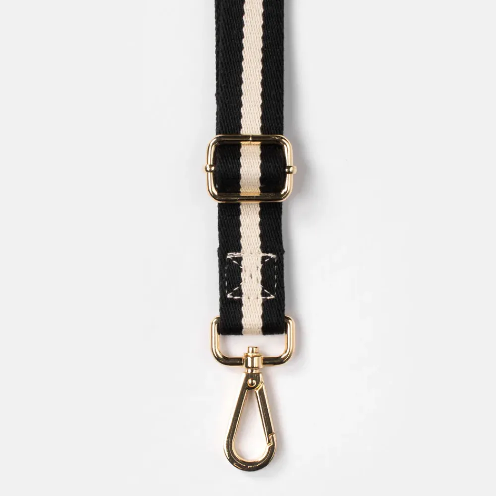 Black/White Stripe Slim Bag Strap>Caroline Gardner Shop