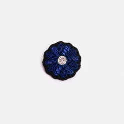Blue Flower Hand Embroidered Brooch>Caroline Gardner Flash Sale