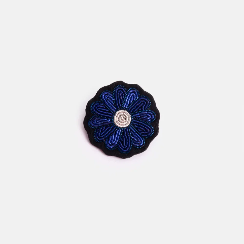 Blue Flower Hand Embroidered Brooch>Caroline Gardner Flash Sale