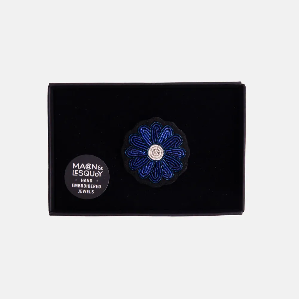Blue Flower Hand Embroidered Brooch>Caroline Gardner Flash Sale