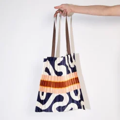 Blue Satin Pleated Tote Bag><noscript><img width=