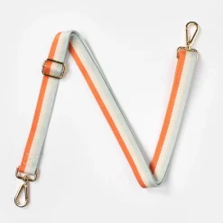 Blue/Coral Orange Stripe Slim Bag Strap>Caroline Gardner Store