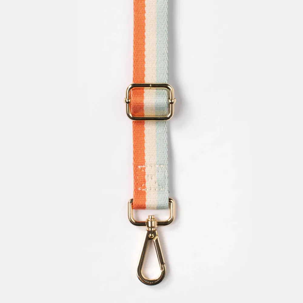 Blue/Coral Orange Stripe Slim Bag Strap>Caroline Gardner Store