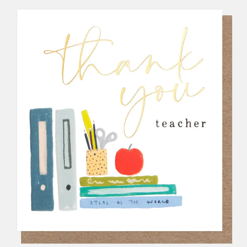 Books & Apple Thank You Teacher Card>Caroline Gardner Hot