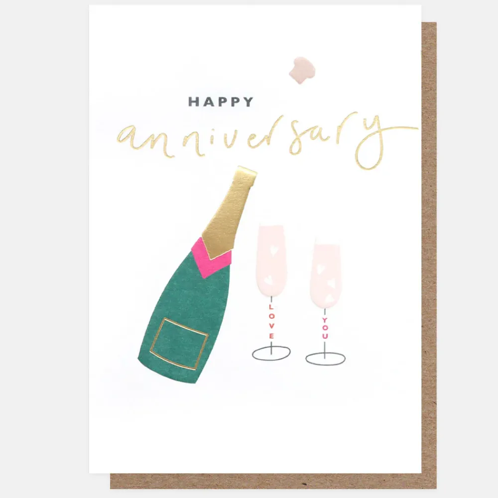 Bottle & Glasses Anniversary Card>Caroline Gardner Hot