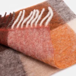 Brown Check Ravenna Wool Mix Scarf><noscript><img width=
